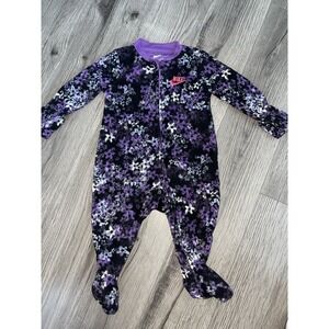 Nike Baby Girls Purple Fresh Cut Fleece Printed Footed‎ Pajamas Size 6 Months